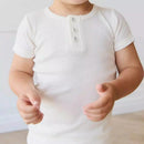 Jamie Kay Organic Cotton Modal Henley Tee - Milk