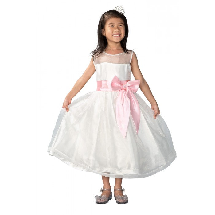 Sunshine Kids Rebecca Bow Dress with Pink Sash 3-7y