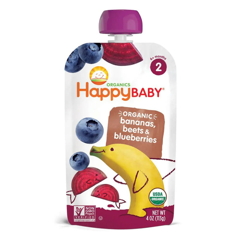 Happy Baby Stage 2 (6+ months) Simple Combos - Bananas, Beets & Blueberries, 113g (2 PACK BUNDLE) Exp: 02/24