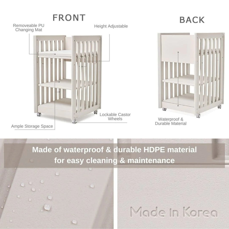 IFAM SafeGuard Baby Diaper Changing Table with Waterproof Mat - White