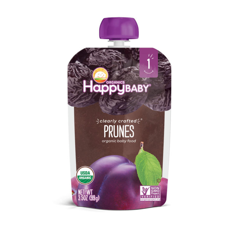 [2 Pack] Happy Baby Happy Family Happy Baby Stage 1 (6+ Months) Clearly Crafted - Prune, 99g Exp: 08/24