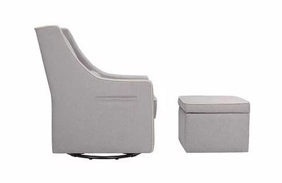 DaVinci Baby Owen Glider and Ottoman Nursing Chair Grey with Cream Piping Agape Babies Singapore