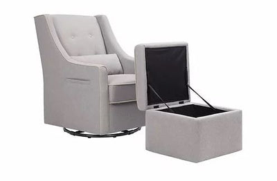 DaVinci Baby Owen Glider and Ottoman Nursing Chair Grey with Cream Piping Agape Babies Singapore