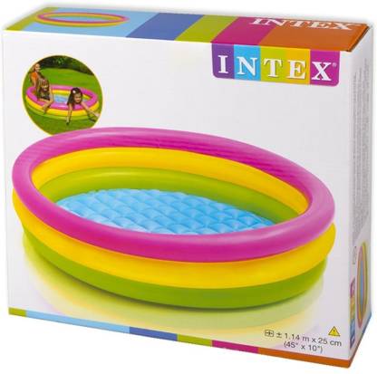 [Bundle Of 2] Intex 3-Ring Sunset Glow Pool with Inflatable Floor (112cm x 25cm)