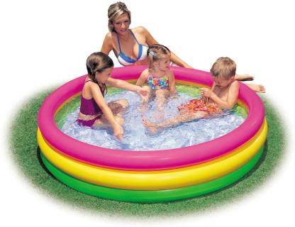 [Bundle Of 2] Intex 3-Ring Sunset Glow Pool with Inflatable Floor (112cm x 25cm)