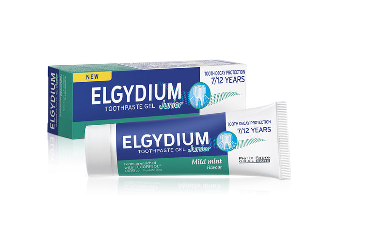 Elgydium Junior Mild Mint 1400 ppm Toothpaste Gel (7 Years Up) FOC Elgydium Toothpaste travel size 7ml with every 4 tubes ordered Exp: 11/23