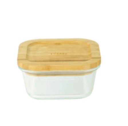 Pebbly Square Glass Food Container - 520ml