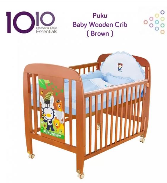 Puku  Baby Wooden Crib ( Brown)