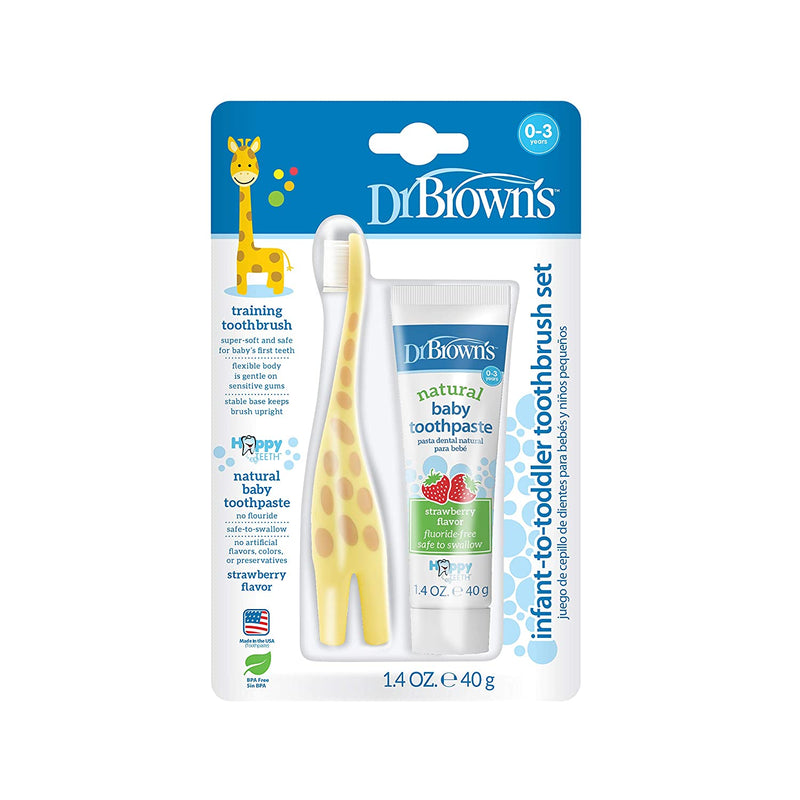 Dr. Brown's Infant-to-Toodler Toothbrush and Toothpaste Combo Pack - Giraffe