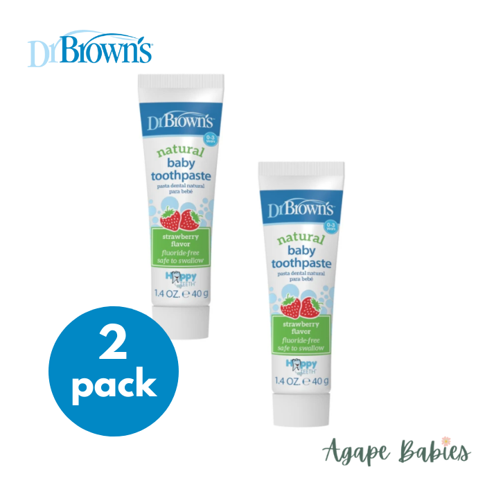 [2-Pack] Dr. Brown's Happy Teeth Fluoride-Free Toothpaste - Strawberry Exp: 11/24