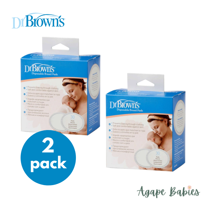 [2-Pack] Dr. Brown's Oval Disposable Breast Pads (30 Pcs)