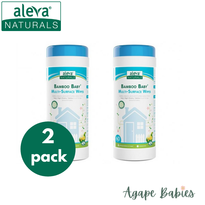 [2-Pack] Aleva Naturals Multi-Surface Wipes (60ct)