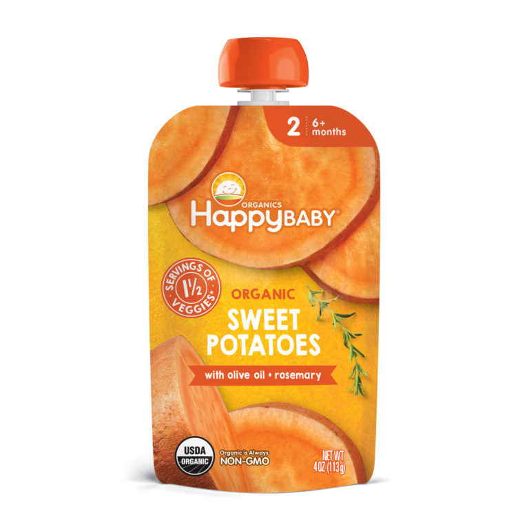 [2 Pack] Happy Baby Happy Family Happy Baby Organic Sweet Potatoes with Olive Oil + Rosemary, 113 g Exp: 09/23