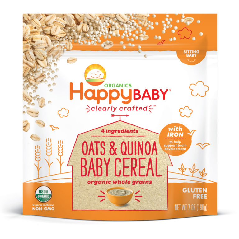 Happy Baby Happy Family Happy Tot Clearly Crafted Cereal Baby Cereal - Oats & Quinoa, 198g. (Plastic Packaging)