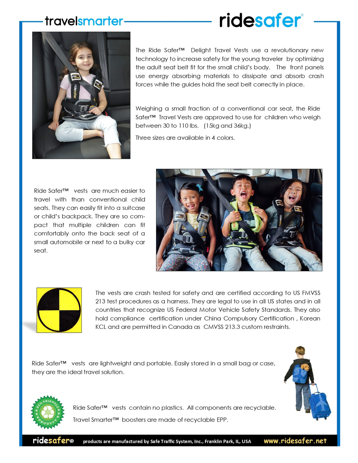 RideSafer Delight Wearable Safety Restraint - Blue -Extra small (10 ye