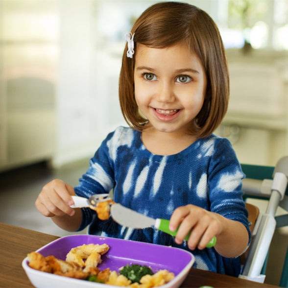 [2 Pack] Munchkin Splash™ Toddler Fork, Knife & Spoon Set (Green)