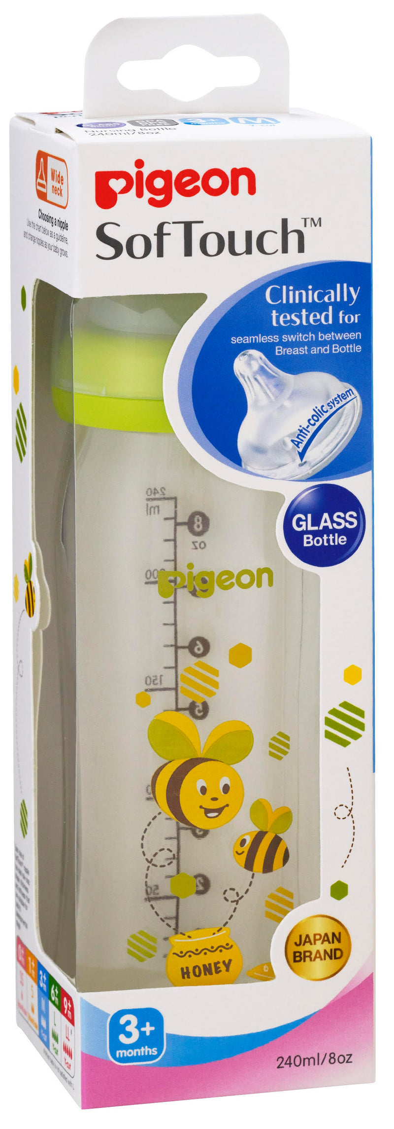 Pigeon Softouch Peristaltic Plus WN Glass 240ml - Bee