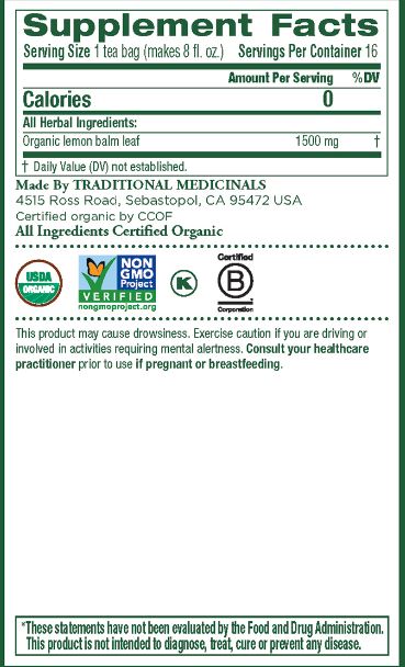 [Bundle Of 4] Traditional Medicinals Organic Lemon Balm, 16 bags Exp: 06/25