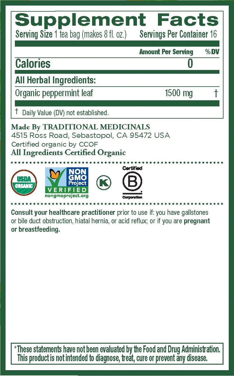 [Bundle Of 4] Traditional Medicinals Organic Peppermint Tea, 16 bags Exp: 06/25