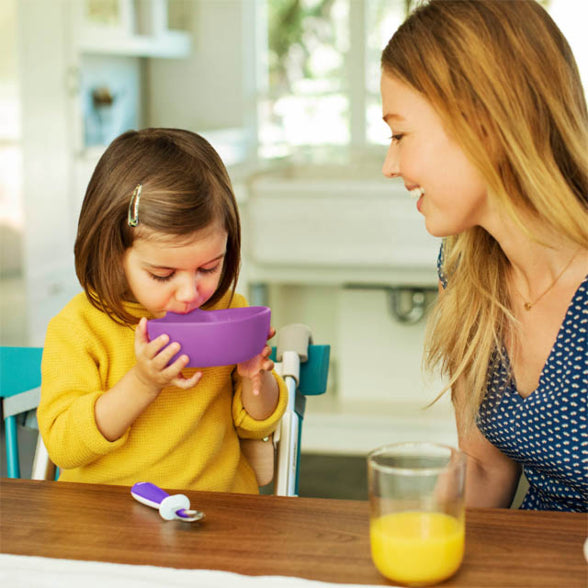 Munchkin Last Drop™ Silicone Straw Bowl (Purple)