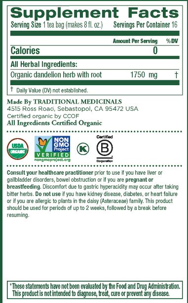 [Bundle Of 4] Traditional Medicinals Organic Dandelion Leaf & Root, 16 bags Exp: 06/25