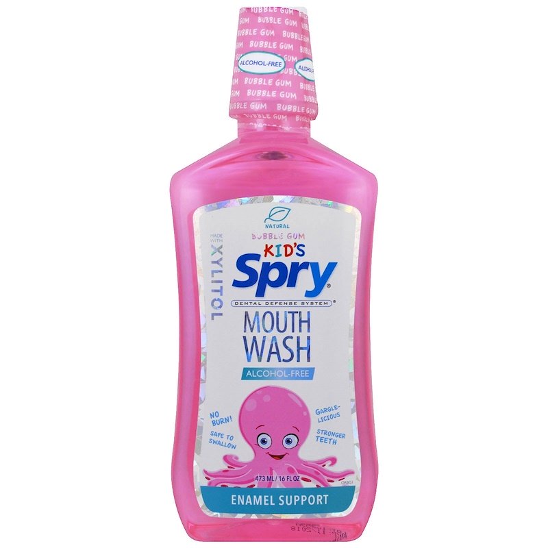 [Bundle Of 2] Spry Natural Kids Alcohol Free Mouth Wash Made With xylitol Bubble Gum Flavor (Enamel Support) 473ml