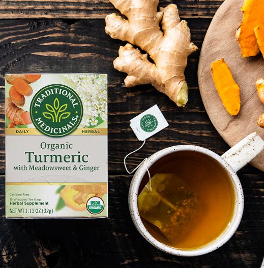 [Bundle Of 4] Traditional Medicinals Organic Turmeric with Meadowsweet and Ginger, 16 bags Exp: 02/25