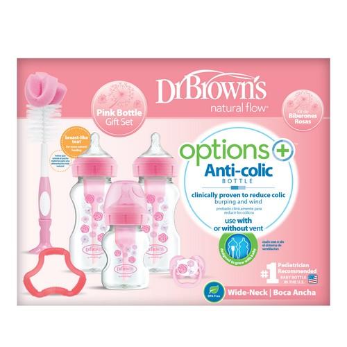 Dr. Brown’s Wide Neck Options+ Baby Feeding Bottle Gift Set - Pink