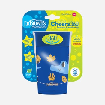 [2-Pack] Dr. Brown's 10OZ/300ML Smooth Wall Cheers 360 Cup (9M+) - Blue