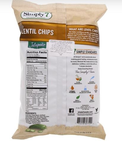 [Bundle Of 5] Simply 7 Lentil Chips - Jalapeno (113g x5) Exp: - 04/24