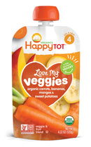 [2-Pack] Happy Baby Happy Family Happy Tot Love My Veggies - Carrot, Banana, Mango & Sweet Potato, 120g. (For 2yr up) Exp: 10/25