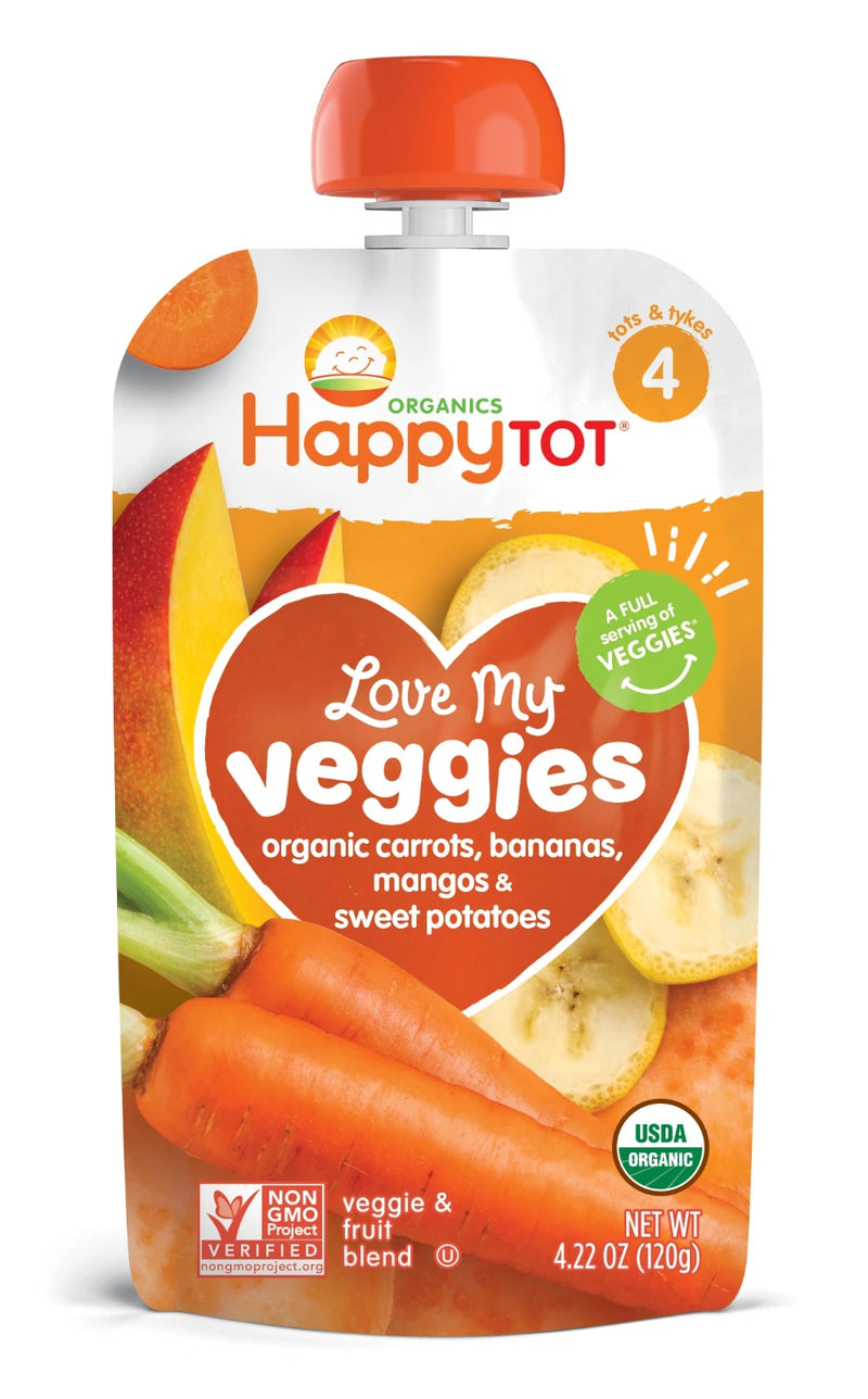 [2-Pack] Happy Baby Happy Family Happy Tot Love My Veggies - Carrot, Banana, Mango & Sweet Potato, 120g. (For 2yr up) Exp: 05/24
