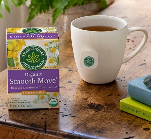 [Bundle Of 4] Traditional Medicinals Organic Smooth Move Senna Chamomile Tea, 16 bags  Exp: 08/25