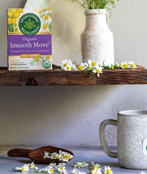 [Bundle Of 4] Traditional Medicinals Organic Smooth Move Senna Chamomile Tea, 16 bags  Exp: 08/25