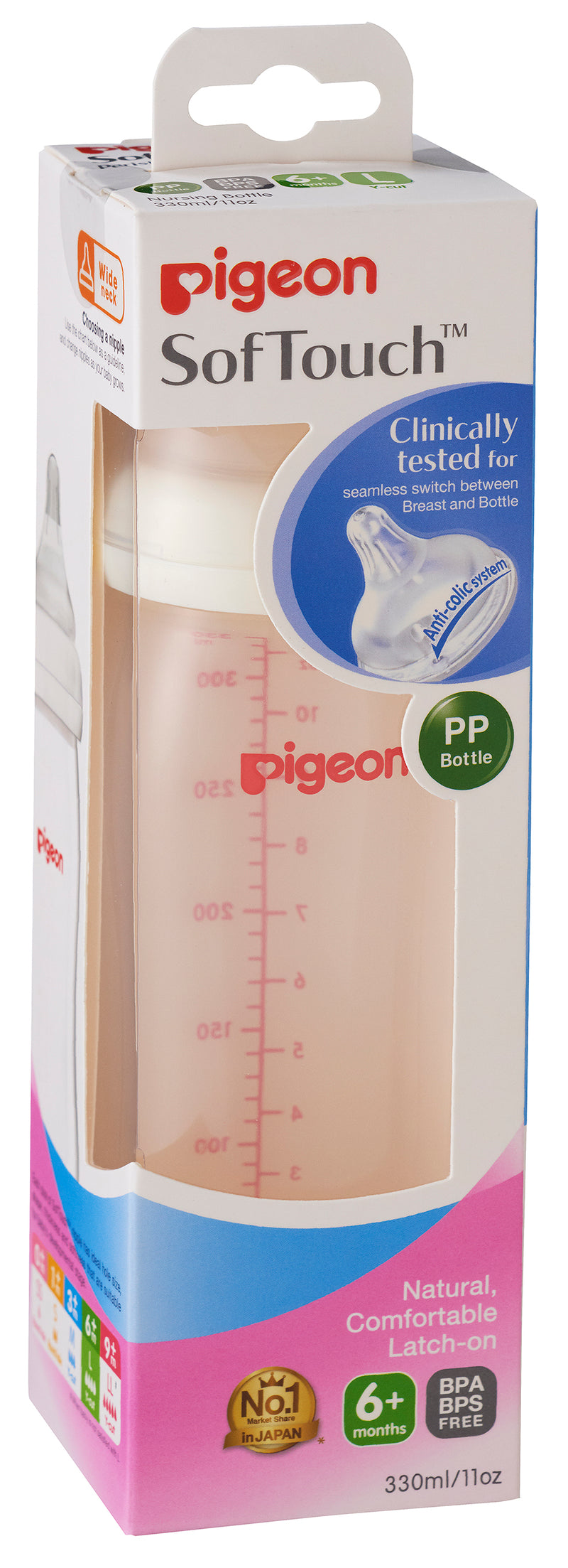 Pigeon SofTouch™ Peristaltic PLUS Bottle 330ml (L Size) 6m+