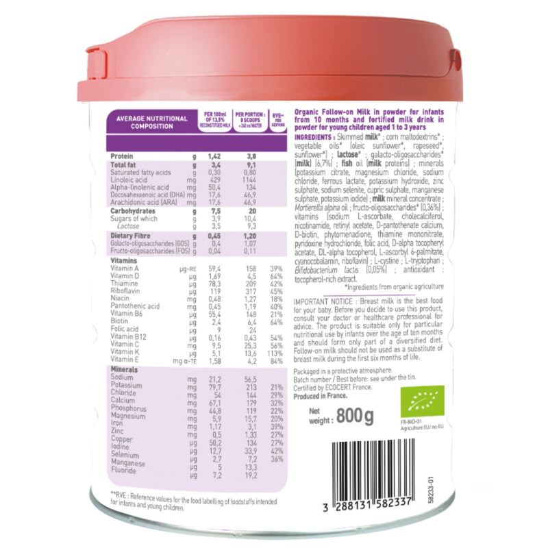 Babybio Organic Optima Growing-Up Formula (10-36 months), 800 g