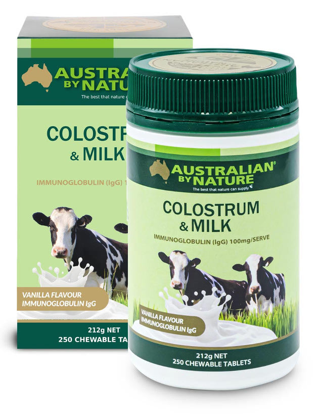 Australian By Nature Colostrum Milk 850mg (Vanilla), 250 Tabs.