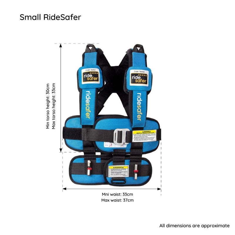 RideSafer Delight Wearable Safety Restraint - Blue - Small (10 year local warranty)