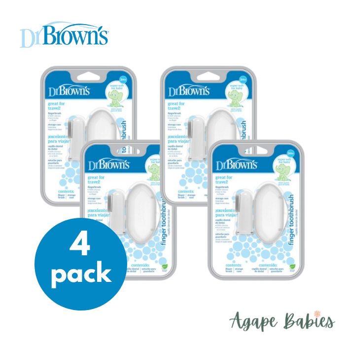 [4-Pack] Dr. Brown's Silicone Finger Toothbrush with case