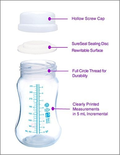 Maymom Wide Neck Breastmilk Collection n Storage Bottle 9oz; Re-markable SureSeal Disc. Fits Spectra S2 Spectra S1 Spectra 9 Plus and Avent Breastpumps Replace Spectra Bottle, Avent Classic Natural Bottle