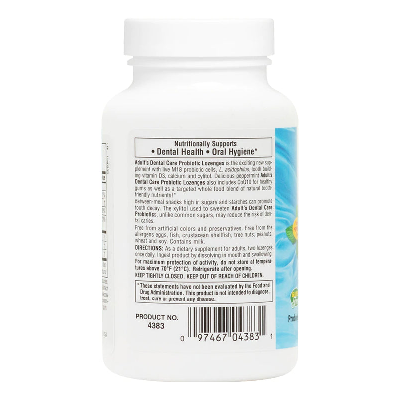 Nature's Plus Adult's Dental Care Probiotic Lozenges - Peppermint, 60 tabs.