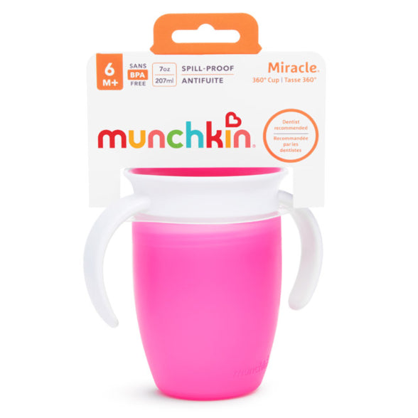 Munchkin Miracle® 360° Trainer Cup - 7oz with Lid (Pink)