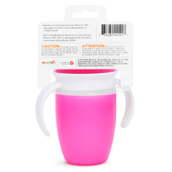 Munchkin Miracle® 360° Trainer Cup - 7oz with Lid (Pink)