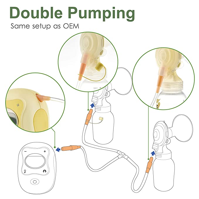 Maymom Tubing Set for Medela Freestyle Breastpump; Also Compatible w/ Spectra S1 S2 Pumps to use Freestyle Flange Connectors