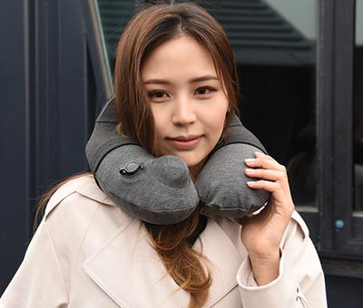 TravelMall 3D Inflatable Neck Pillow (Black)