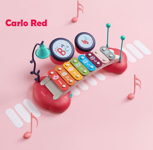 Babycare Colorful Learning Xylophone with Drum (Carlo Red)