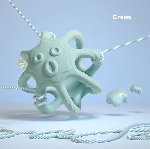 [Bundle Of 2] Babycare Octopus Teether Green)