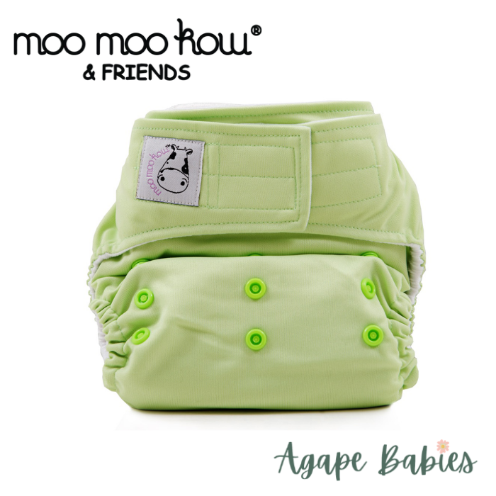 Moo Moo Kow Cloth Diaper One Size Aplix - Celery