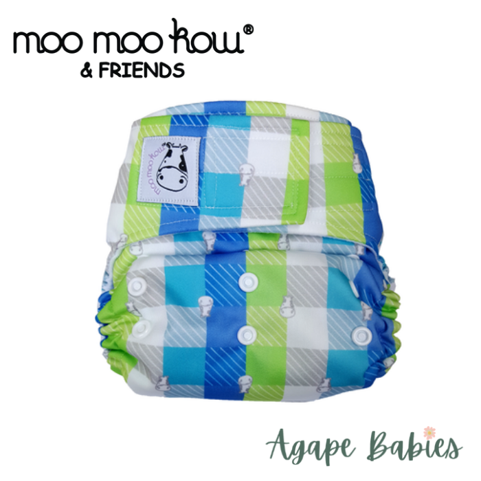 Moo Moo Kow Cloth Diaper One Size Aplix - Checkers