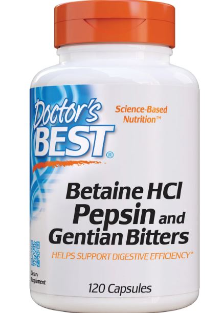 Doctor's Best Betaine HCl Pepsin & Gentian Bitters, 120 caps